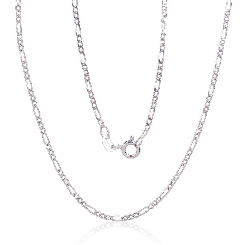 Silver chain Figaro 1, 8 mm, diamond cut, Silver 925°, Rhodium (Plating)