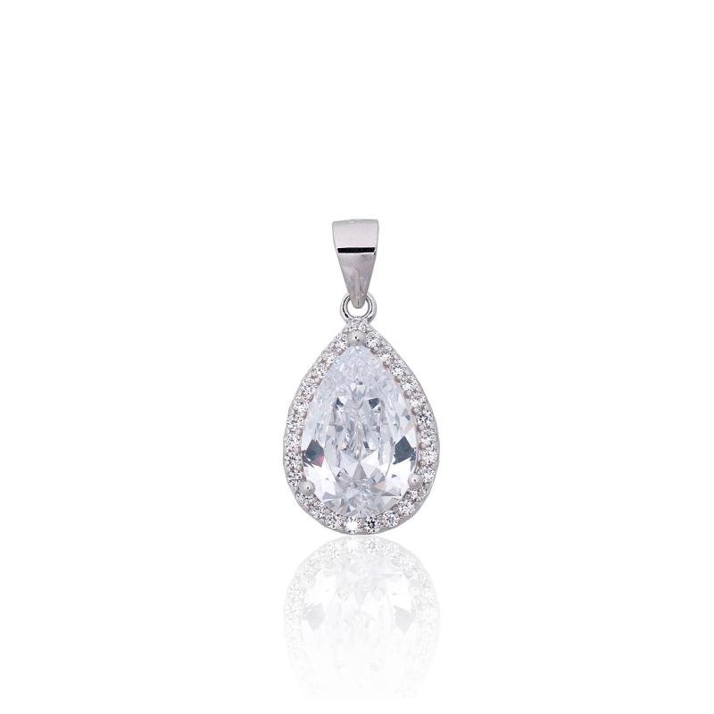 Silver pendant, Silver 925°, Rhodium (Plating), Zirkons