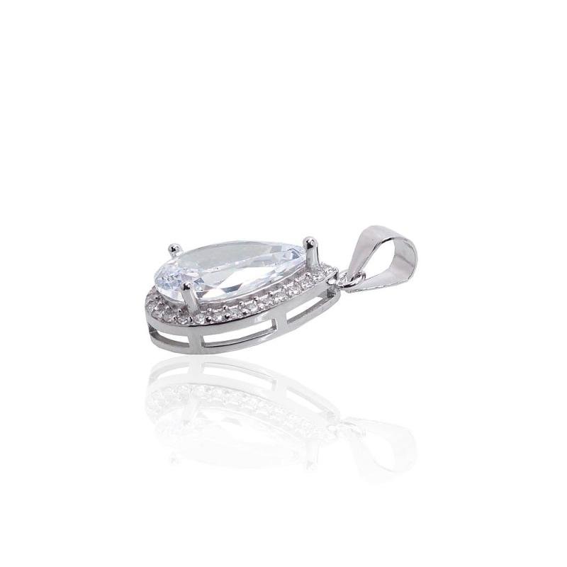 Silver pendant, Silver 925°, Rhodium (Plating), Zirkons