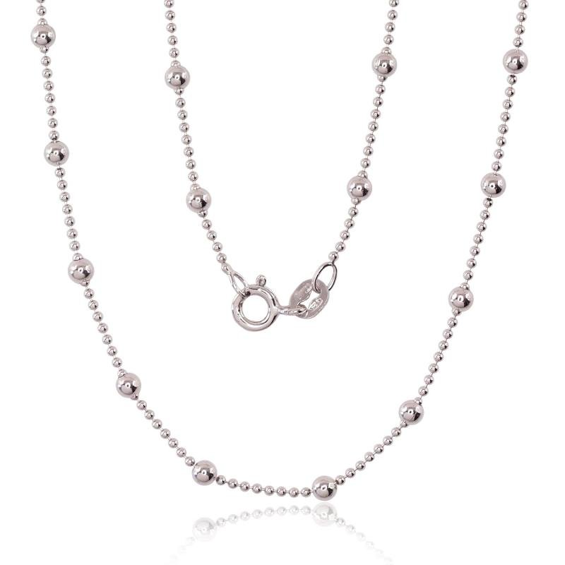 Silver chain Bead 1-3 mm, Silver 925°, Rhodium (Plating)