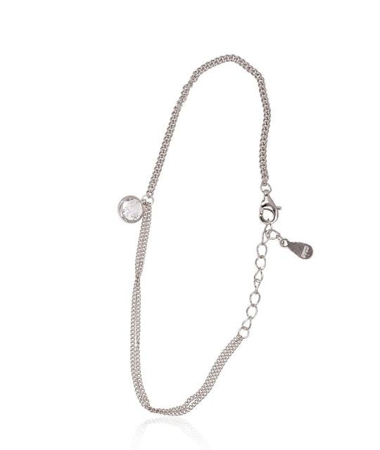 Silver bracelet, Silver 925°, Rhodium (Plating), Zirkons