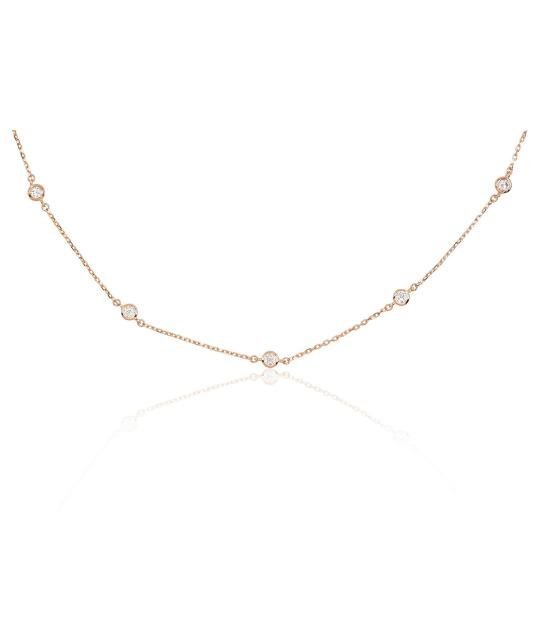 Silver necklace, Silver 925°, red gold (Plating), Zirkons