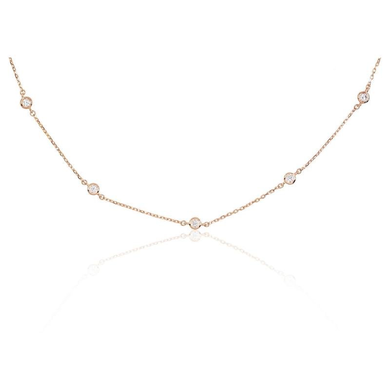 Серебряное колье, Серебро 925°, красное золото (покрытие), Цирконы