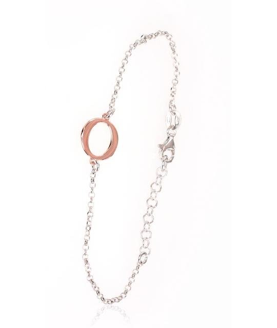 Silver bracelet, Silver 925°, red gold (Plating)/, Rhodium (Plating)
