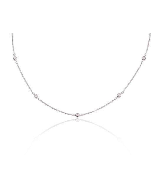 Silver necklace, Silver 925°, Rhodium (Plating), Zirkons
