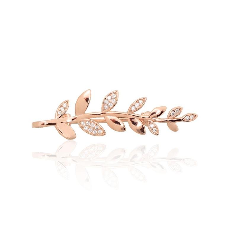 Серебряная брошь, Серебро 925°, красное золото (покрытие), Цирконы
