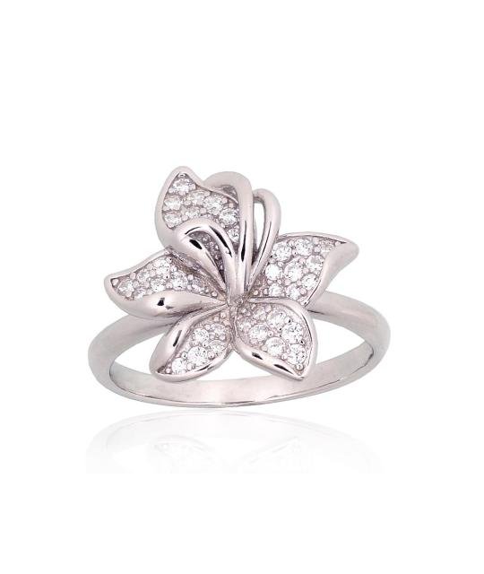Silver ring, Silver 925°, Rhodium (Plating), Zirkons