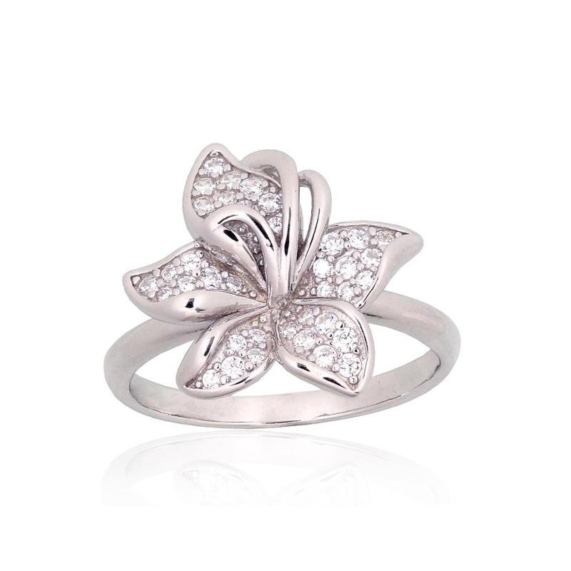 Silver ring, Silver 925°, Rhodium (Plating), Zirkons