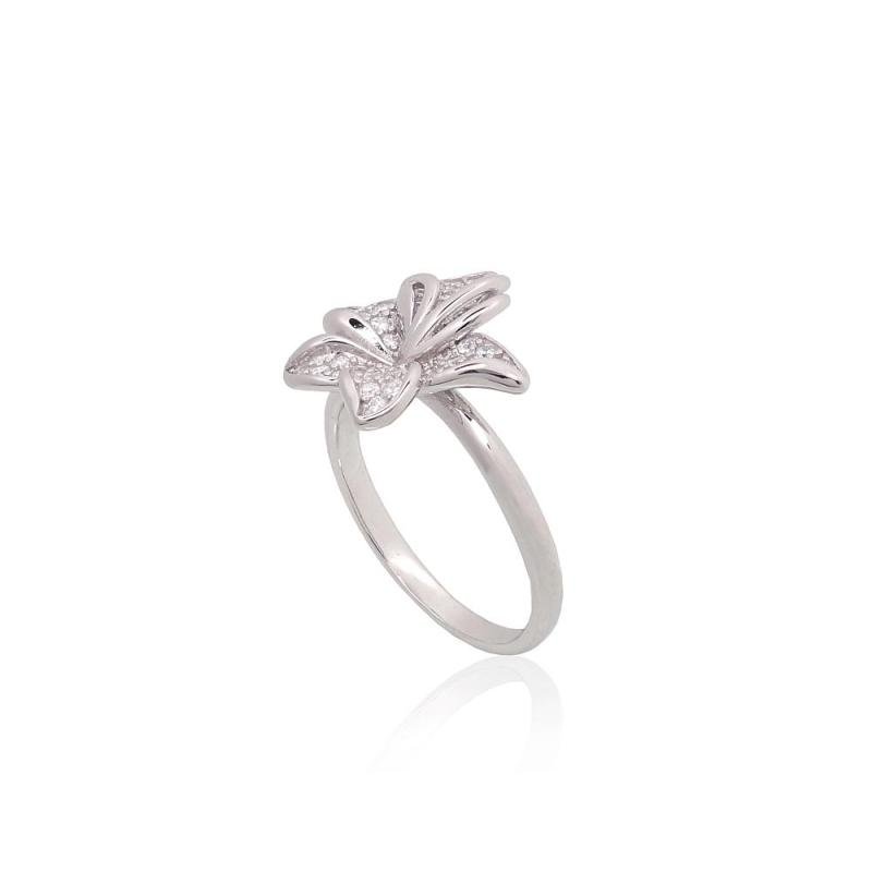 Silver ring, Silver 925°, Rhodium (Plating), Zirkons