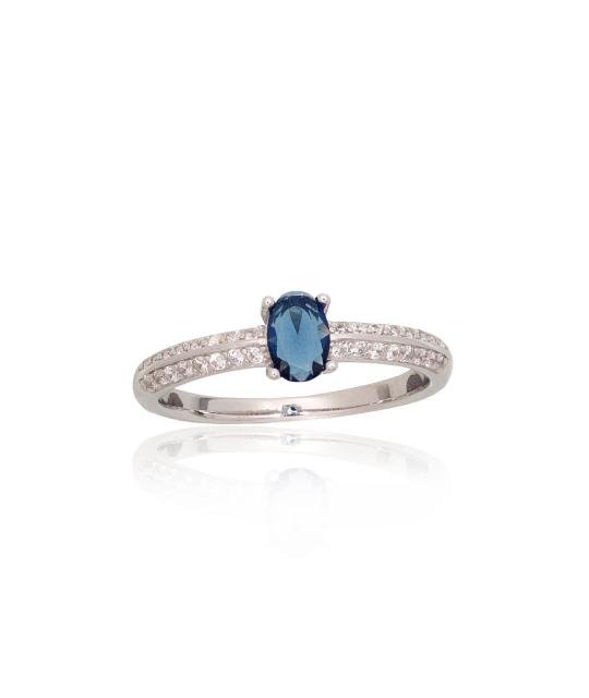 Silver ring, Silver 925°, Rhodium (Plating), Zirkons
