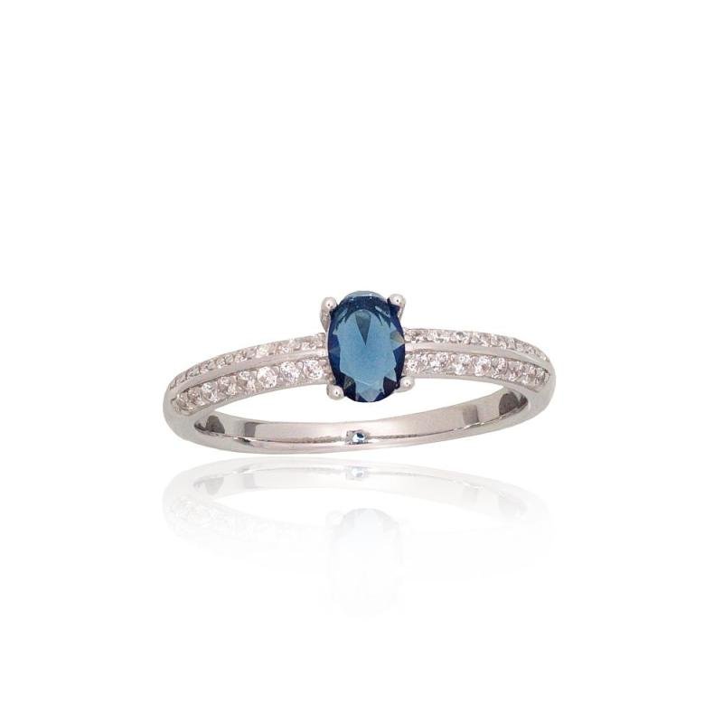 Silver ring, Silver 925°, Rhodium (Plating), Zirkons