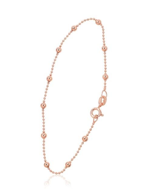 Silver chain Bead 1-3 mm, Silver 925°, red gold (Plating)