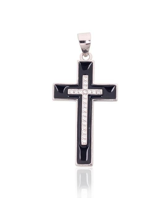 Silver pendant, Silver 925°, Rhodium (Plating), Zirkons, Jewelery enamel
