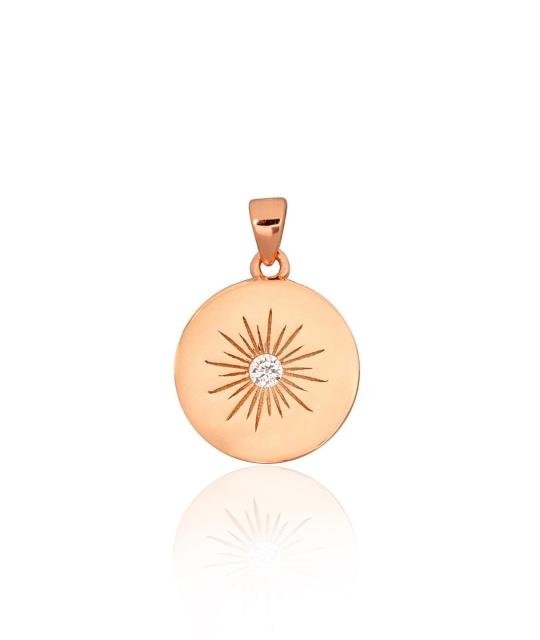 Silver pendant, Silver 925°, red gold (Plating), Zirkons
