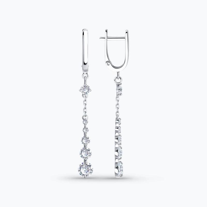Long Silver Earrings Sokolov with Cubic Zirconia