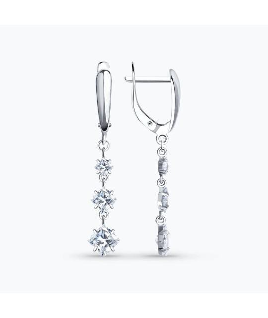 Long Silver Earrings Sokolov with Cubic Zirconia