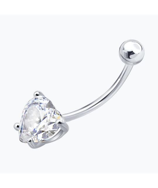 Silver Belly Button Piercing Sokolov with Cubic Zirconia