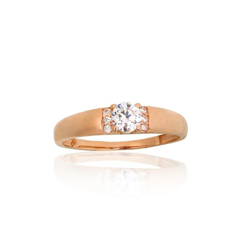 Gold ring, Red Gold 585°, Zirkons