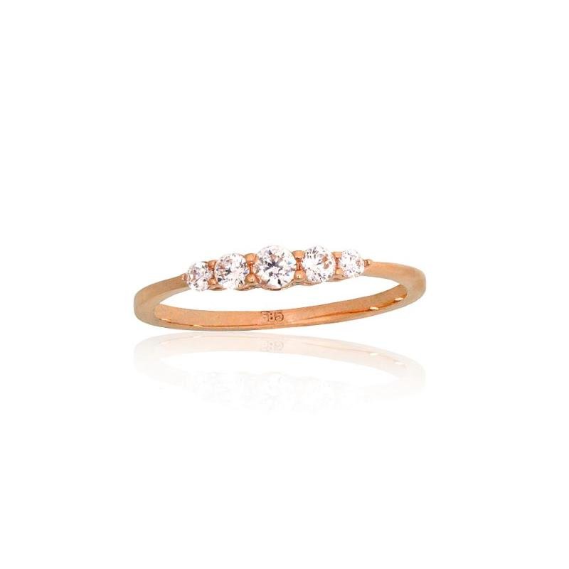 Gold ring, Red Gold 585°, Zirkons
