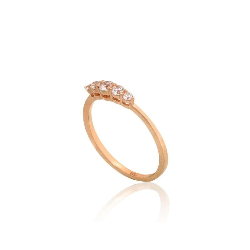 Gold ring, Red Gold 585°, Zirkons