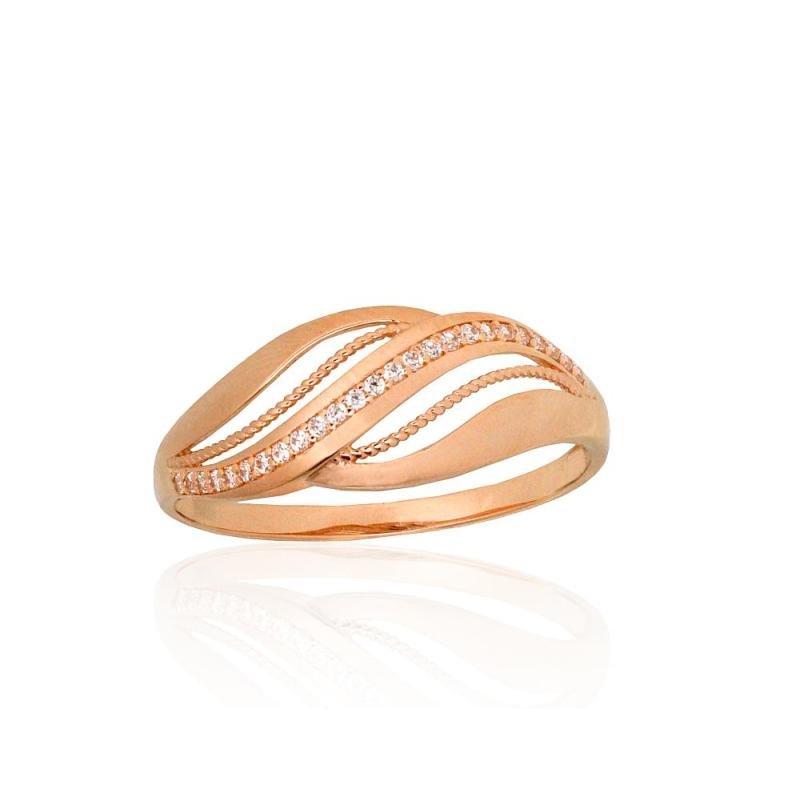 Gold ring, Red Gold 585°, Zirkons