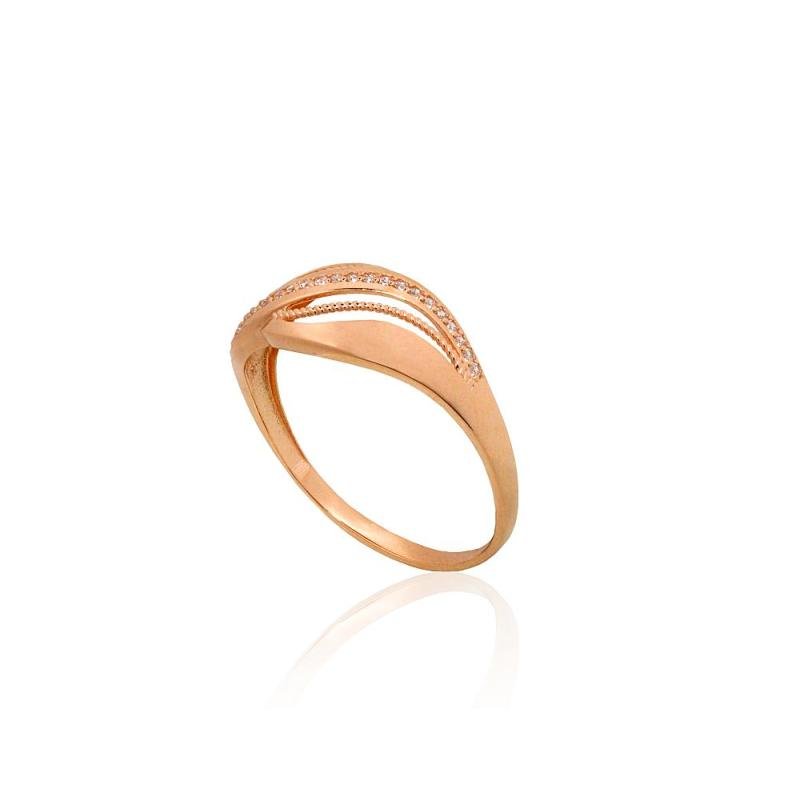 Gold ring, Red Gold 585°, Zirkons