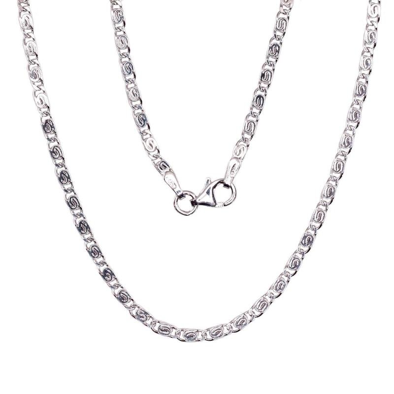 Silver chain Snail 2, 1 mm, diamond cut, Silver 925°, Rhodium (Plating)