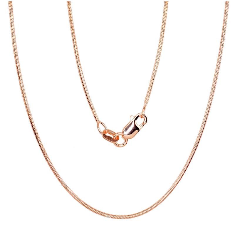 Hõbekett Snake 1 mm, Hõbe 925°, punane kuld (kate)