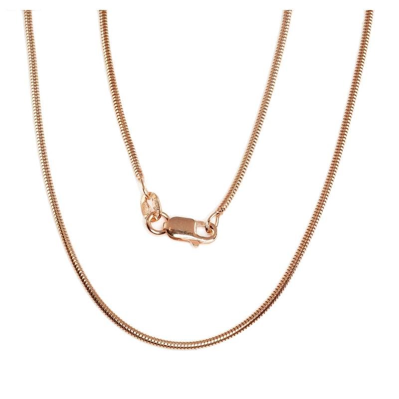 Sidabrinė grandinėlė Snake 1, 5 mm, Sidabras 925°, raudonas auksas (padengti)