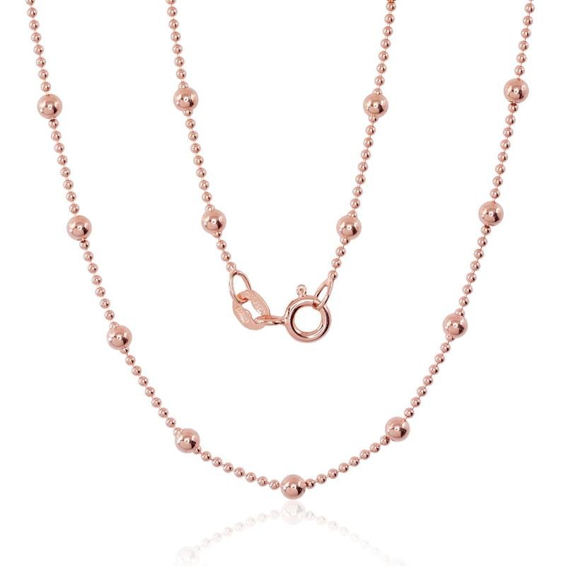 Hõbekett Bead 1-3 mm, Hõbe 925°, punane kuld (kate)